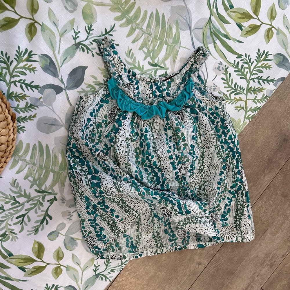 Rabbit Moon Toddler Girl Bohemian Floral Print Ruffle Sleeveless Blouse 4T - Picture 2 of 16